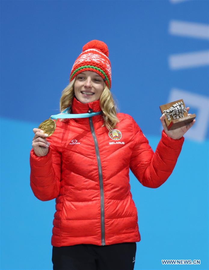 (SP)OLY-SOUTH KOREA-PYEONGCHANG-FREESTYLE SKIING-LADIES' AERIALS-MEDAL CEREMONY