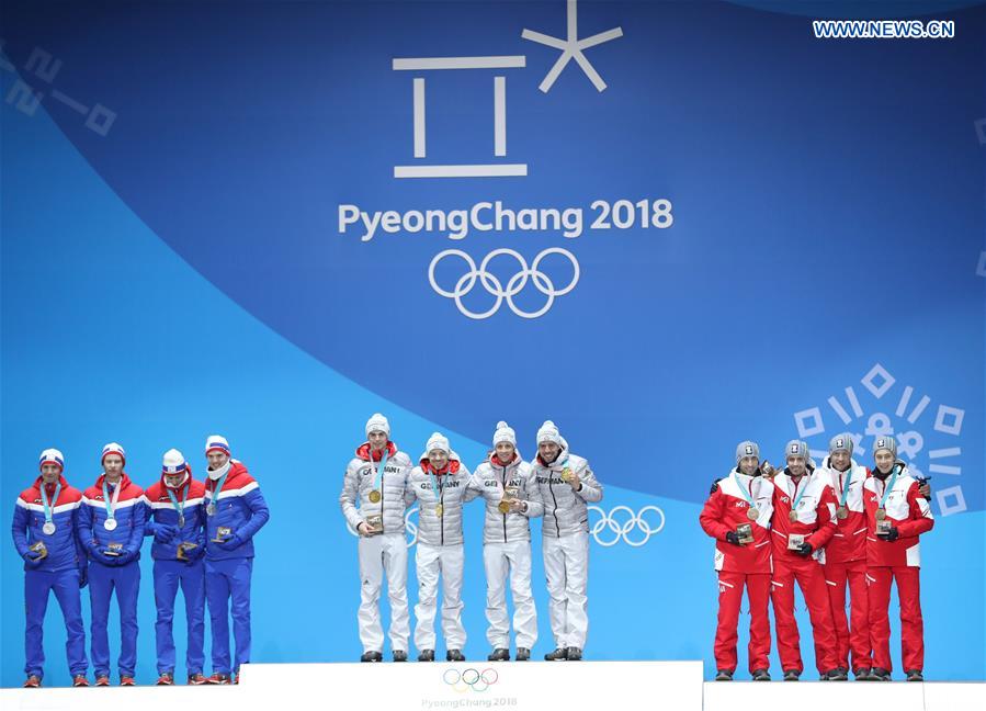 (SP)OLY-SOUTH KOREA-PYEONGCHANG-NORDIC COMBINED-TEAM GUNDERSEN LH/4X5KM-MEDAL CEREMONY