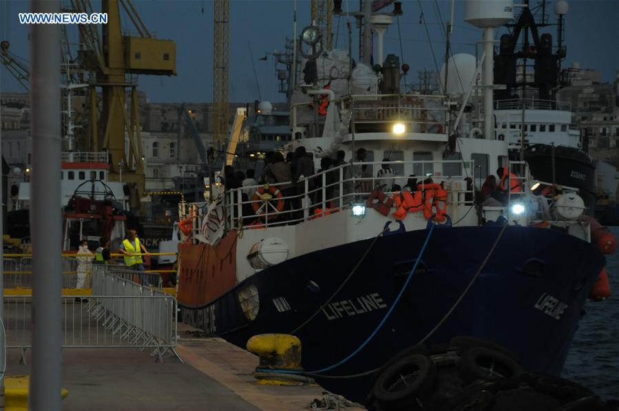 MALTA-SENGLEA-MIGRANT RESCUE VESSEL-MV LIFELINE-DOCKING