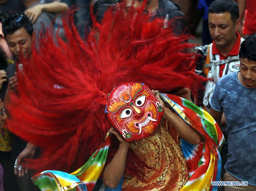 NEPAL-KATHMANDU-INDRAJATRA FESTIVAL-MASKED DANCER