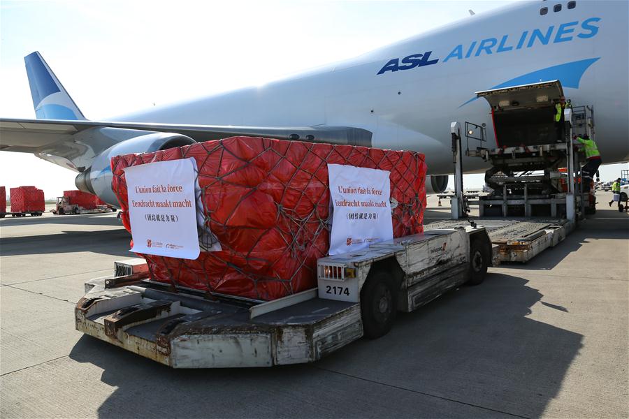  BELGIUM-LIEGE-COVID-19-CHINA-DONATED MASKS-ARRIVAL