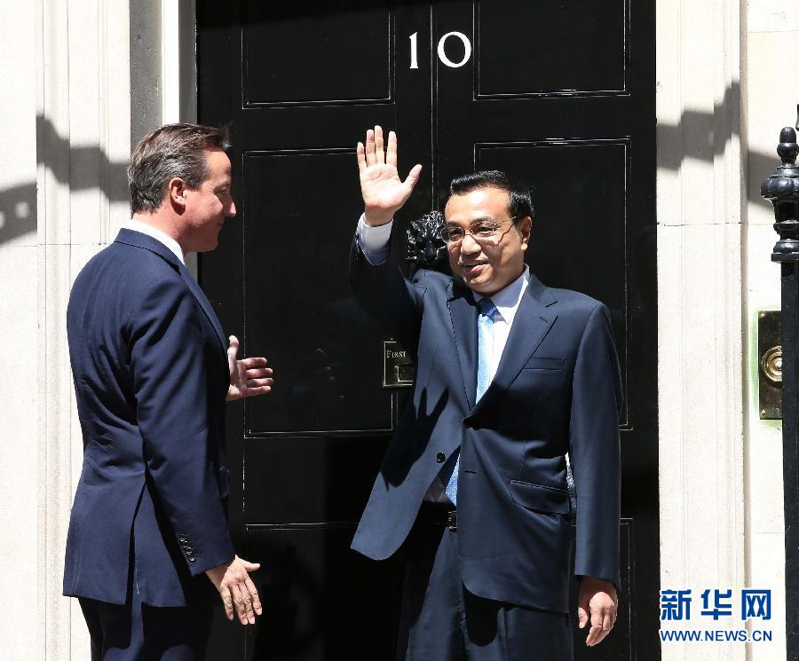 6月17日，中国国务院总理李克强在伦敦唐宁街10号首相府同英国首相卡梅伦举行中英总理年度会晤。新华社记者 庞兴雷 摄